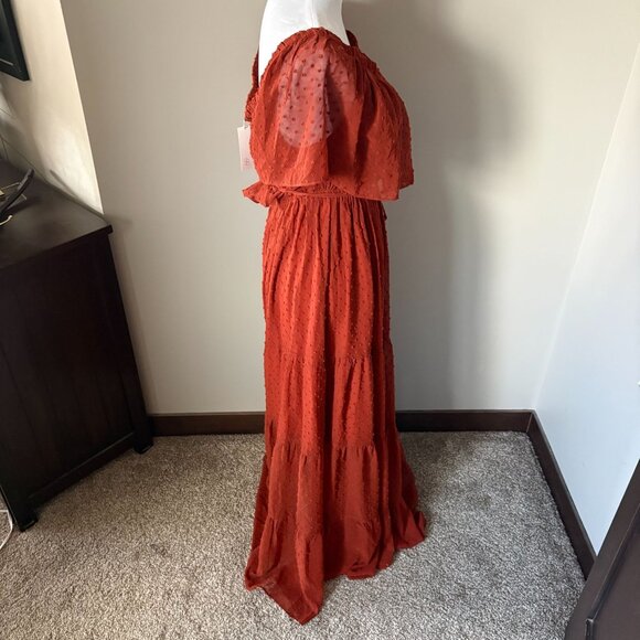 Baltic Born Swiss Dot Off The Shoulder Tiered Maxi Dress LARGE NWT - Picture 3 of 5